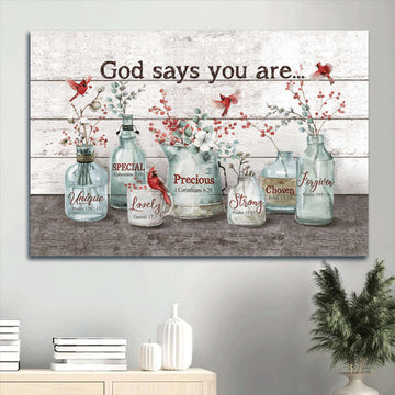 Baby Flower Cardinal Painting Crystal Vase Canvas God Says You Are Canvas Wall Art - Christian Wall Decor