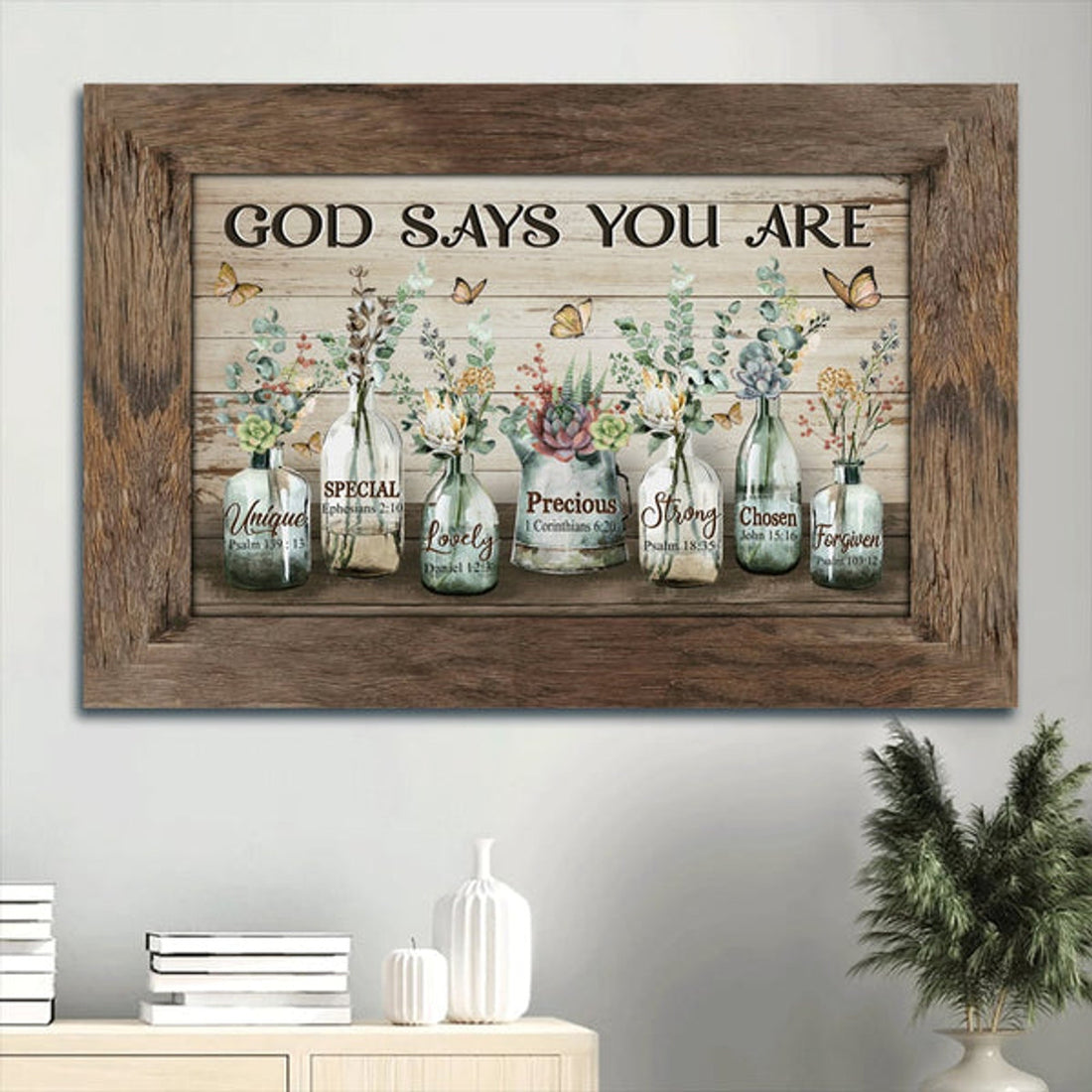 Baby Flower Vintage Garden Yellow Butterfly God Says You Are Canvas Wall Art - Christian Wall Decor