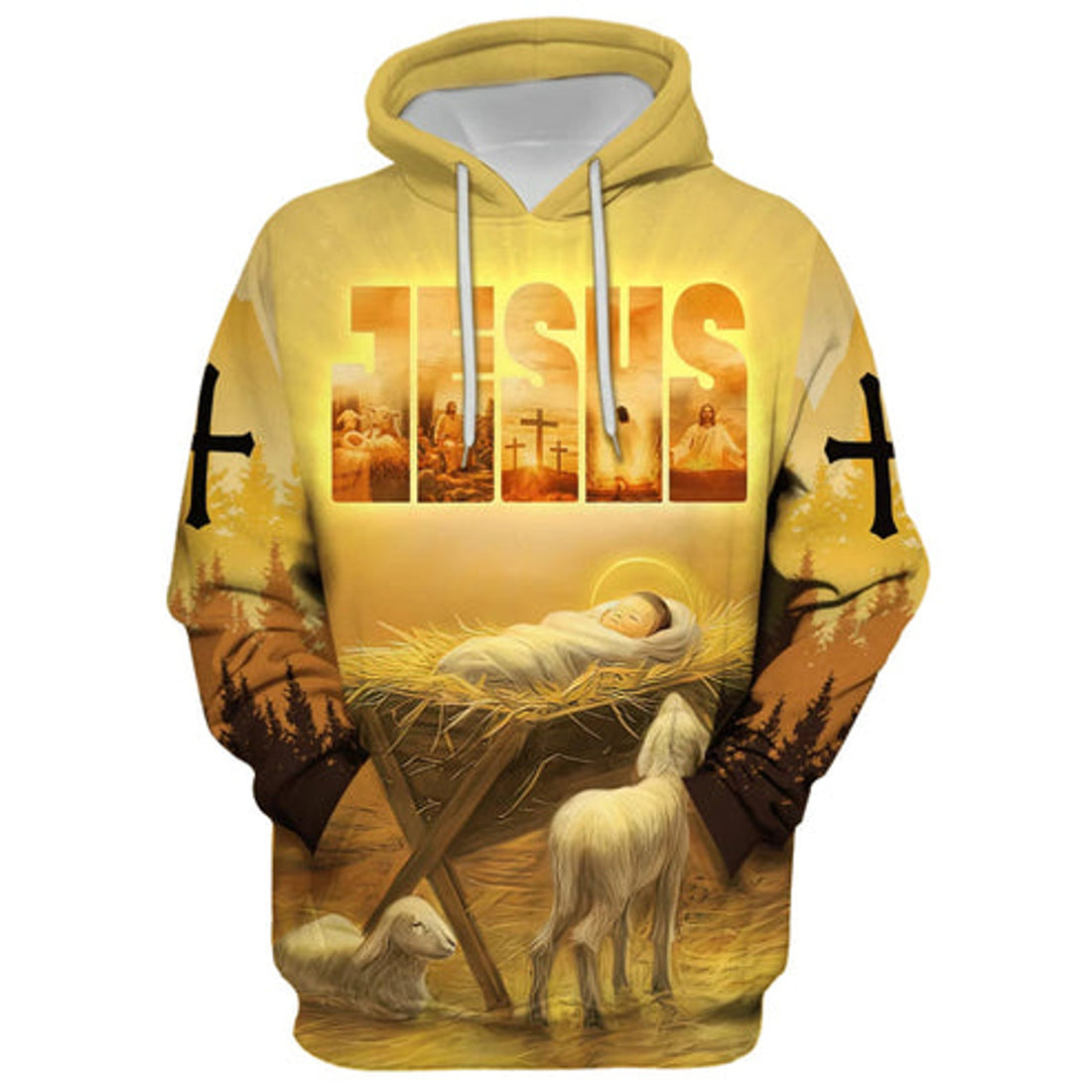 FUNSTUFFPRINT 3D Baby Jesus In A Manger 3D Hoodie and Zip Hoodie