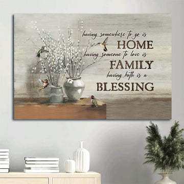 Baby White Flower Painting Colorful Hummingbird Having Somewhere To Go Is Home Canvas Wall Art - Christian Wall Decor