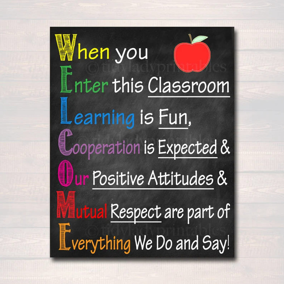 Back To School, Classroom Poster, When You Enter This Classroom Learning Is Fun Cooperation Is Expected Poster and Canvas