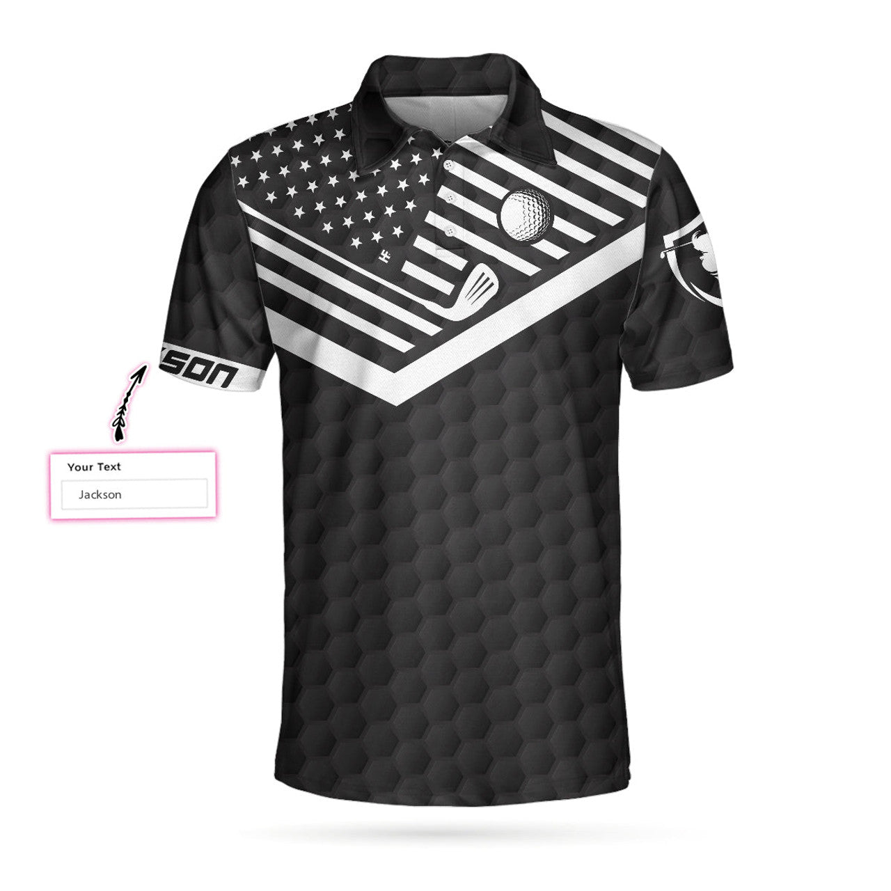 Custom Men Polo Shirt - Back Nines Matter Custom Polo Shirt, Black Theme American Flag Polo Shirt - Gift For Golfer - Best Personalized Golf Shirt For Men