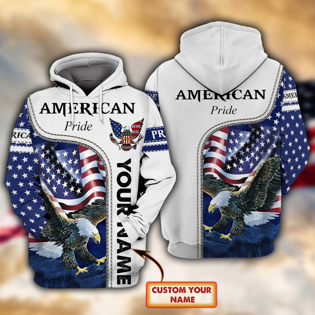 FUNSTUFFPRINT American Pride - Personalized Name 3D Hoodie02 - ATM2k HKM 3D Hoodie and Zip Hoodie