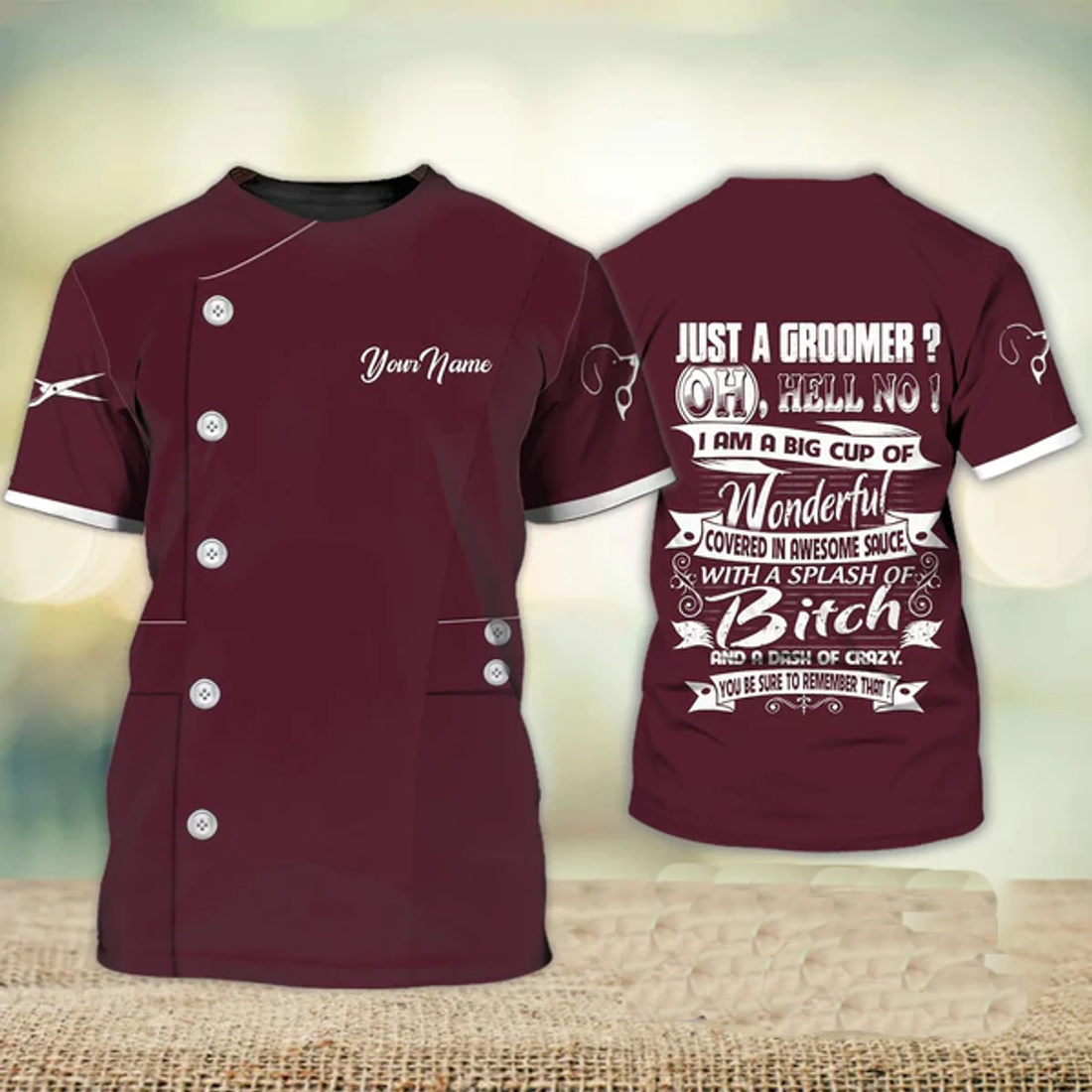FUNSTUFFPRINT Custom 3D All Over Printed Dog Groomer Shirt Just A Groomer Pet Groomer Uniform 3D T-shirt