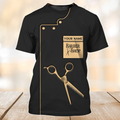 FUNSTUFFPRINT Personalized Barber Shirt, Custom 3D T-Shirt For Barber Man, Unisex 3D All Over Printed Shirt For New Barber Shop 3D T-shirt