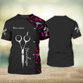 FUNSTUFFPRINT Customized Black 3D Barber T-Shirt Scissors Barber Stylist Barber Shop Uniform Barber Gifts 3D T-shirt