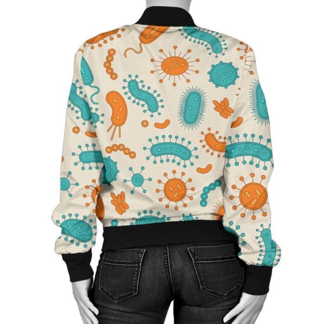 FUNSTUFFPRINT Bacteria Virus Print Pattern Women Casual 3D Bomber Jacket