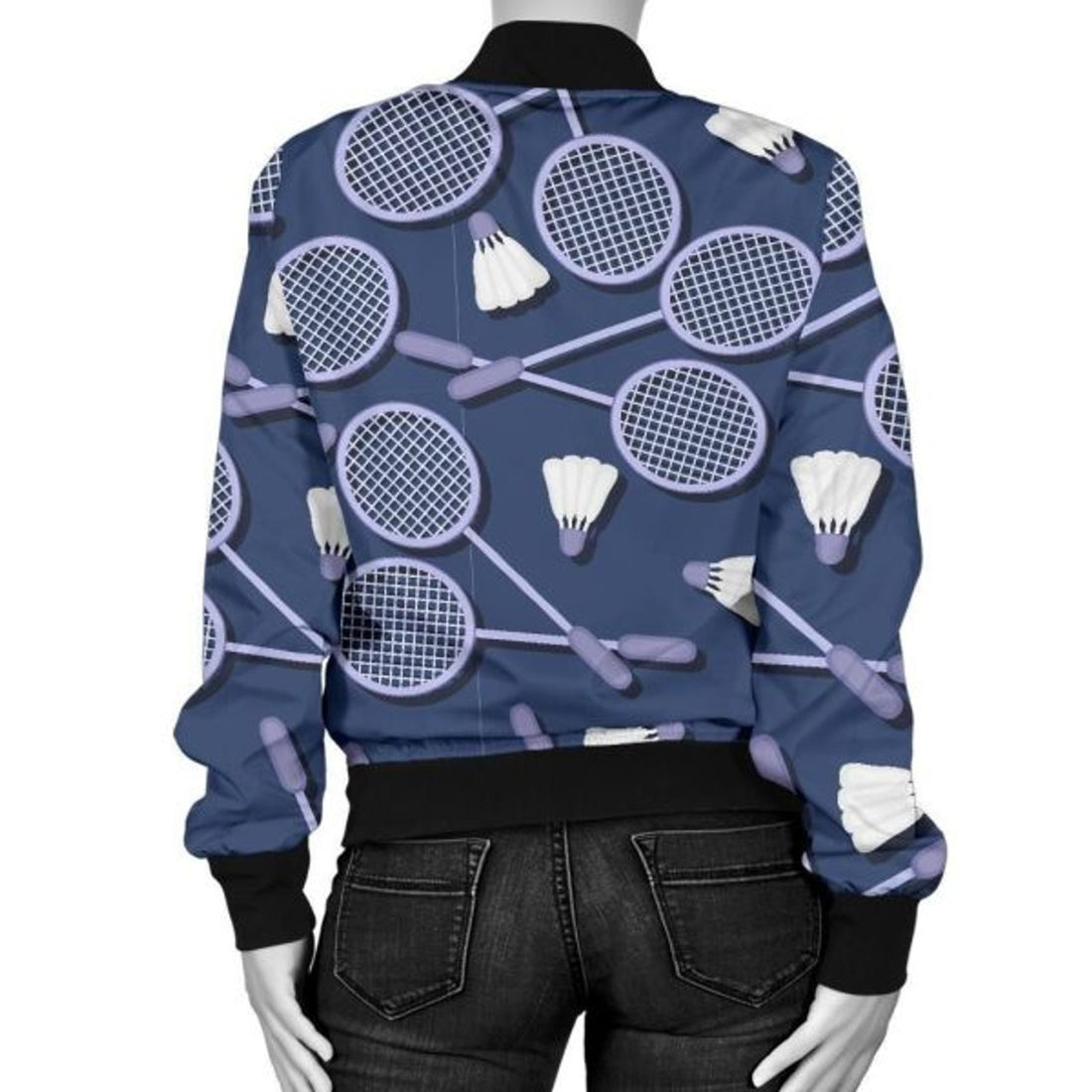 FUNSTUFFPRINT Badminton Pattern Print Women Casual 3D Bomber Jacket