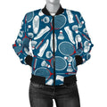 FUNSTUFFPRINT Badminton Print Pattern Women Casual 3D Bomber Jacket