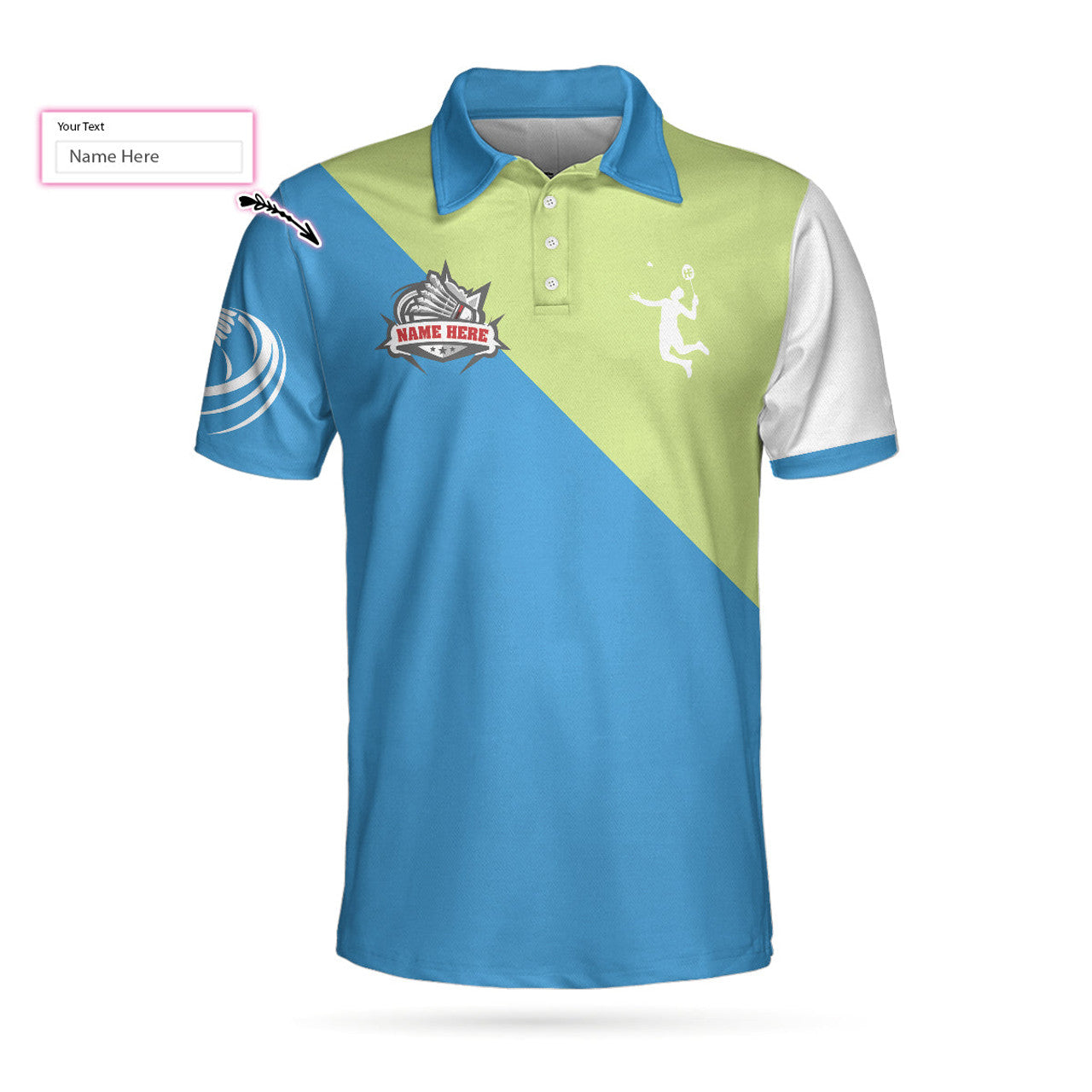 Custom Men Polo Shirt - Badminton Short Sleeve Custom Polo Shirt - Gift For Golfer - Personalized Polo Shirt, Blue Green Badminton Shirt For Men