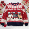 FUNSTUFFPRINT Custom Bah Hum Pug Dog Lovers - Personalized Ugly Sweater Ugly Sweater