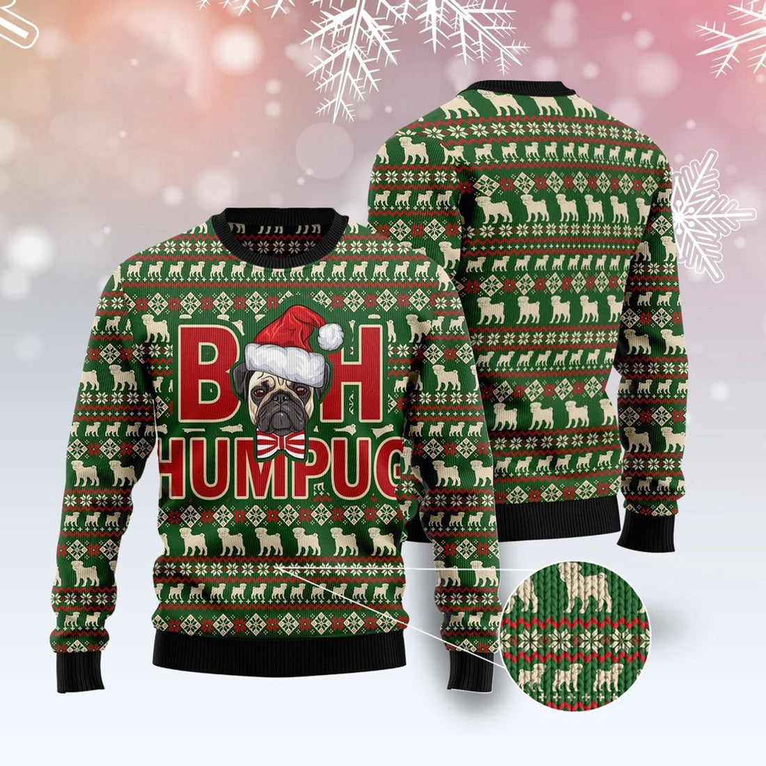 FUNSTUFFPRINT Bah Humpug Ugly Christmas Sweater, Christmas Sweater, Ugly Sweater, Funny Xmas Sweaters Ugly Sweater