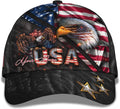 FUNSTUFFPRINT Bald Eagle And Us Flag For Veteran Military Custom Name All Over Print Baseball Cap - Christian Hats For Men Women
