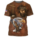 FUNSTUFFPRINT Bald Eagle Jesus And The Lamb 3D All Over Printed Shirt for Men and Women 3D T-shirt