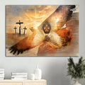 Bald Eagle Three Wooden Crosses The Lord's Prayer Gift For Religious Chiristian Canvas Wall Art - Christian Wall Decor