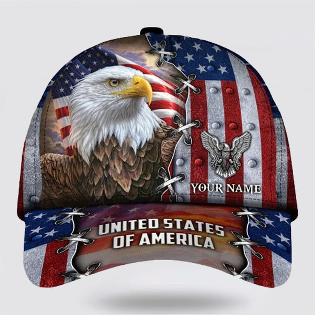 FUNSTUFFPRINT Custom Bald Eagle United States Of America Baseball Cap - Christian Hats for Men and Women
