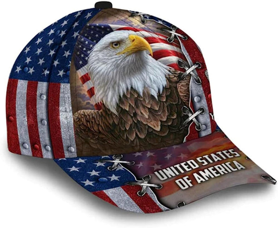 FUNSTUFFPRINT Custom Bald Eagle United States Of America Baseball Cap - Christian Hats for Men and Women