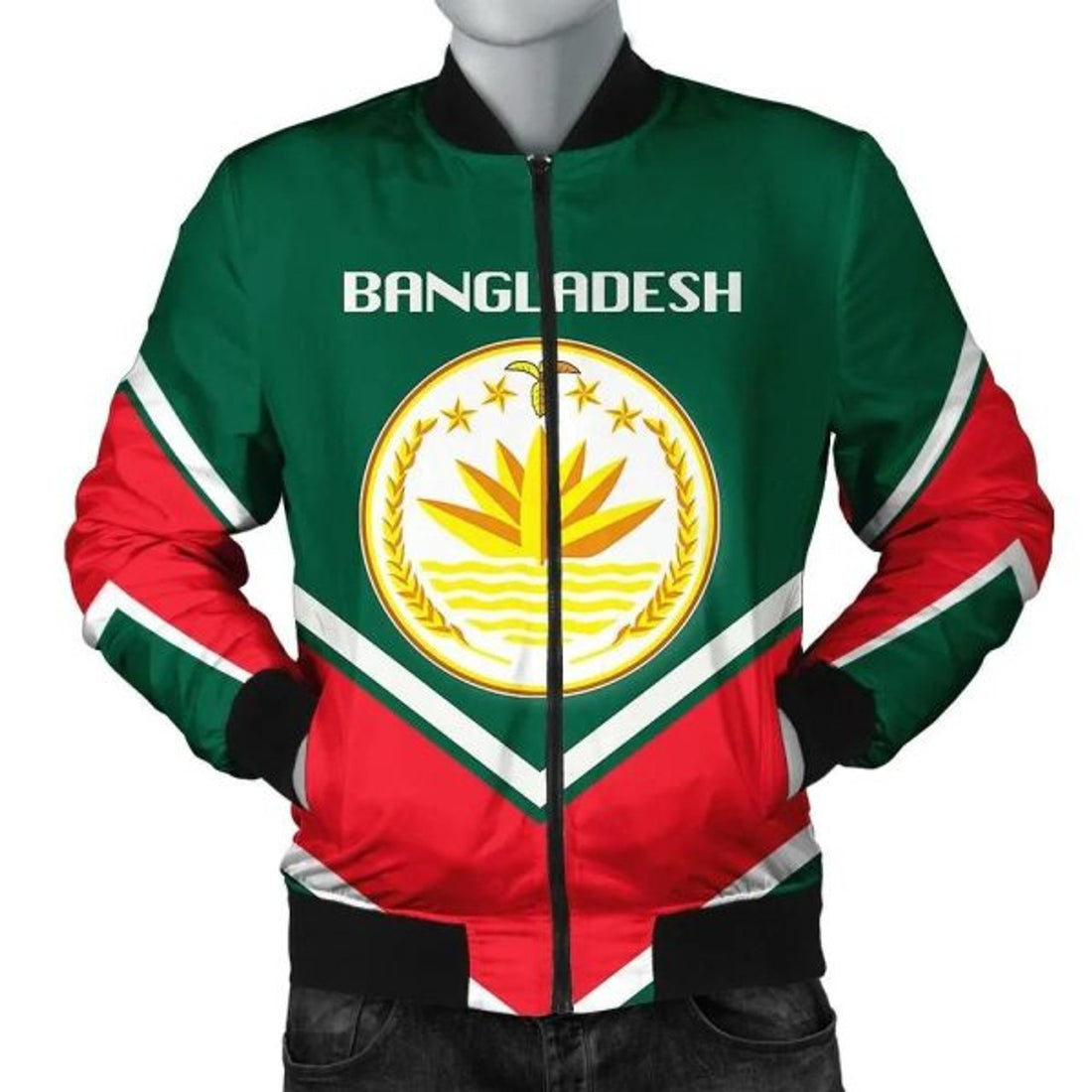 FUNSTUFFPRINT Bangladesh Coat Of Arms Men Bomber Jacket Lucian Style 3D Bomber Jacket