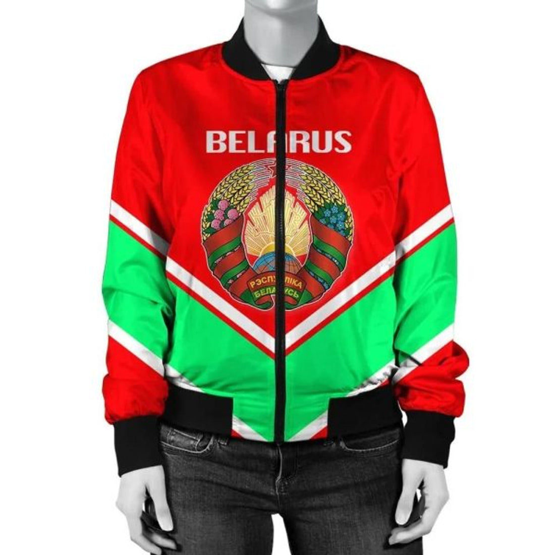 FUNSTUFFPRINT Bangladesh Coat Of Arms Women Bomber Jacket Lucian Style 3D Bomber Jacket