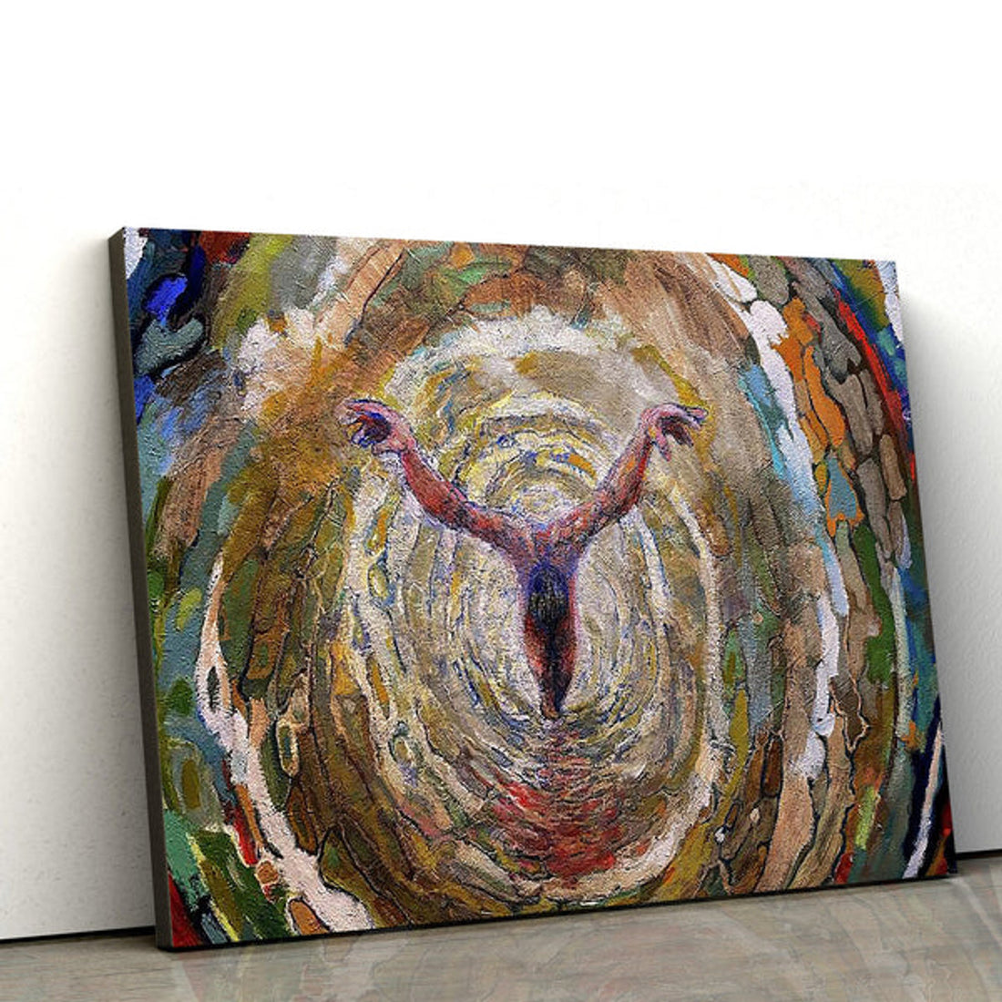 Baptism Vortex Of The Christ 1 Canvas Wall Art - Jesus Baptism Canvas - Christian Paintings For Home