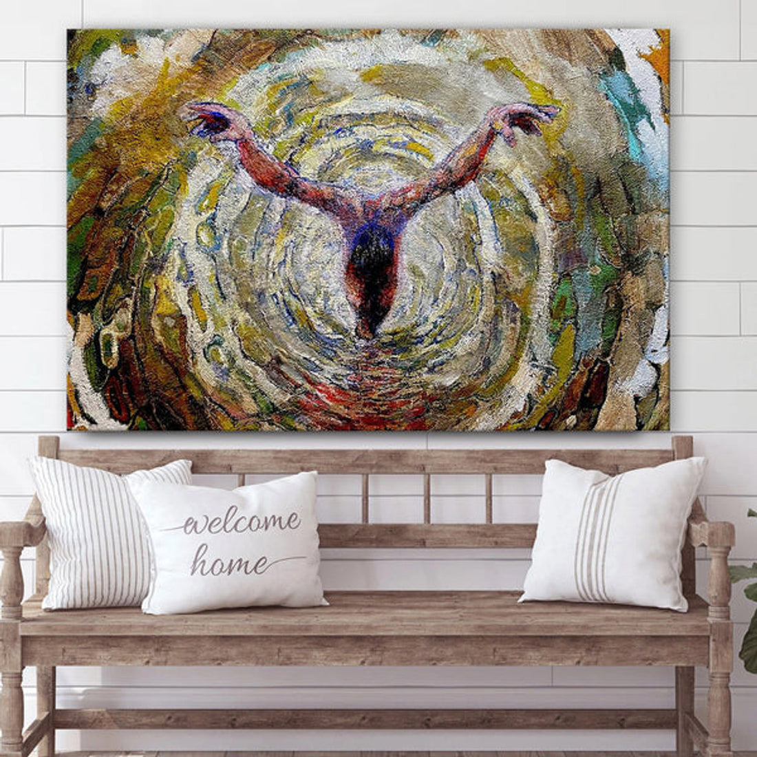 Baptism Vortex Of The Christ 3 Canvas Wall Art - Jesus Baptism Canvas - Christian Paintings For Home