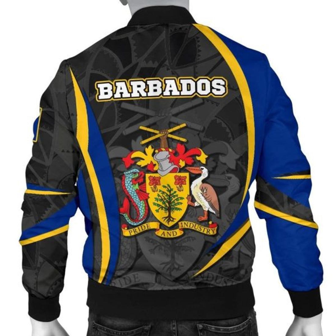 FUNSTUFFPRINT Barbabos Men's Bomber Jacket - Barbadian Spirit (Original) - 3D Bomber Jacket
