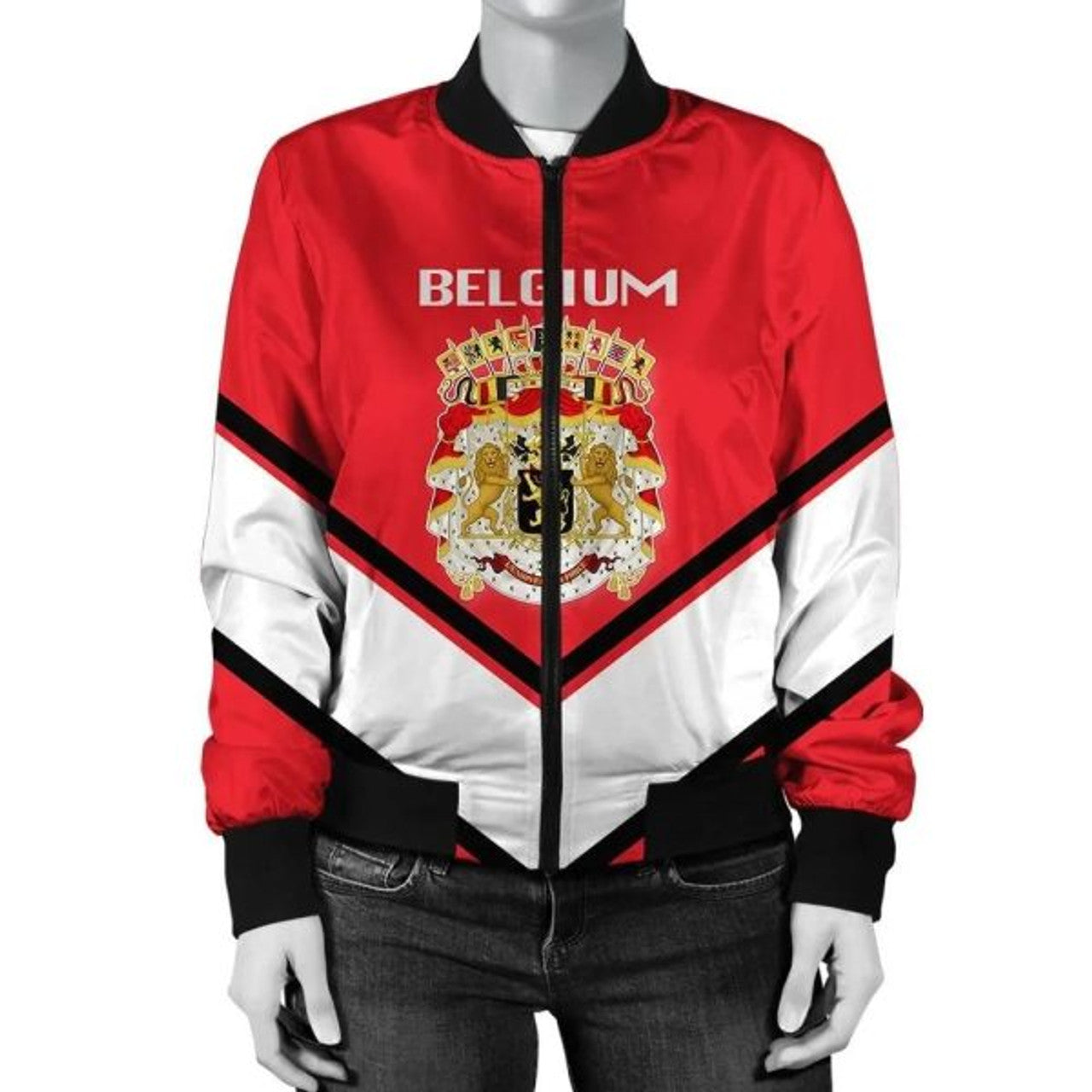 FUNSTUFFPRINT Barbados Coat Of Arms Women Bomber Jacket Lucian Style 3D Bomber Jacket