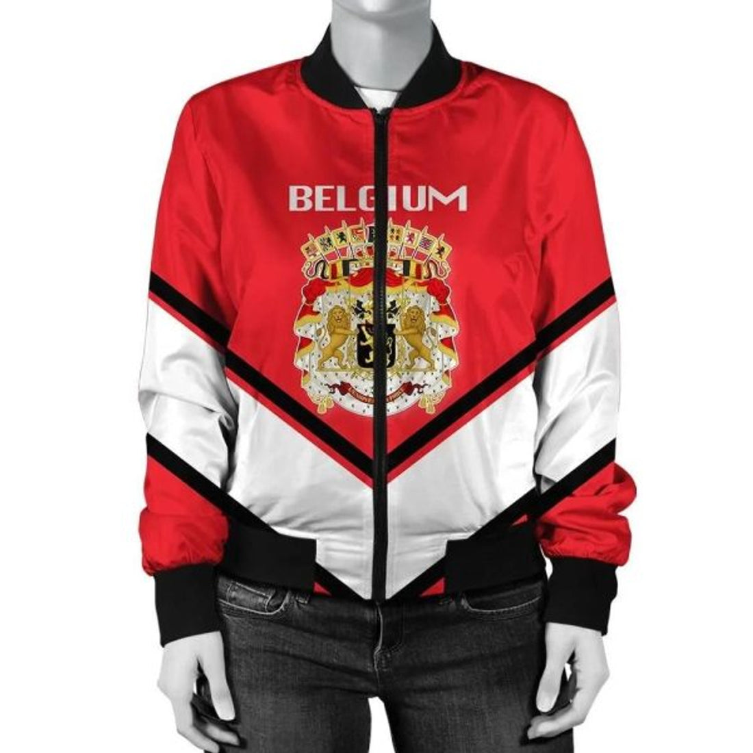 FUNSTUFFPRINT Barbados Coat Of Arms Women Bomber Jacket Lucian Style 3D Bomber Jacket