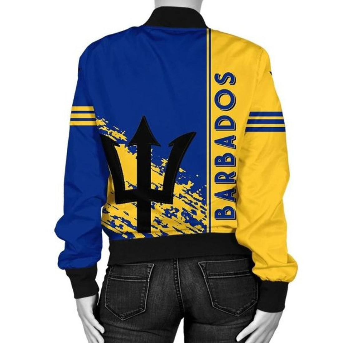 FUNSTUFFPRINT Barbados Coat Of Arms Women Bomber Jacket Quarter Style 3D Bomber Jacket