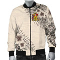 FUNSTUFFPRINT Barbados Men's Bomber Jacket - The Beige Hibiscus 3D Bomber Jacket