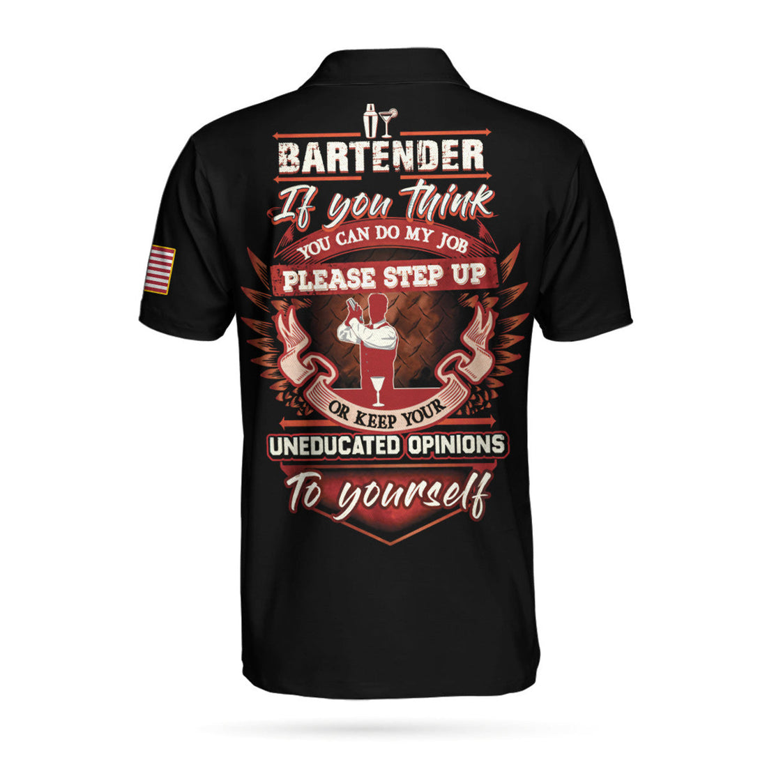 Proud Bartender America Flag Men Polo Shirt, If You Think You Can Do My Job Skull Short Sleeve Polo Shirt, Crazy Bartender Shirt For Men