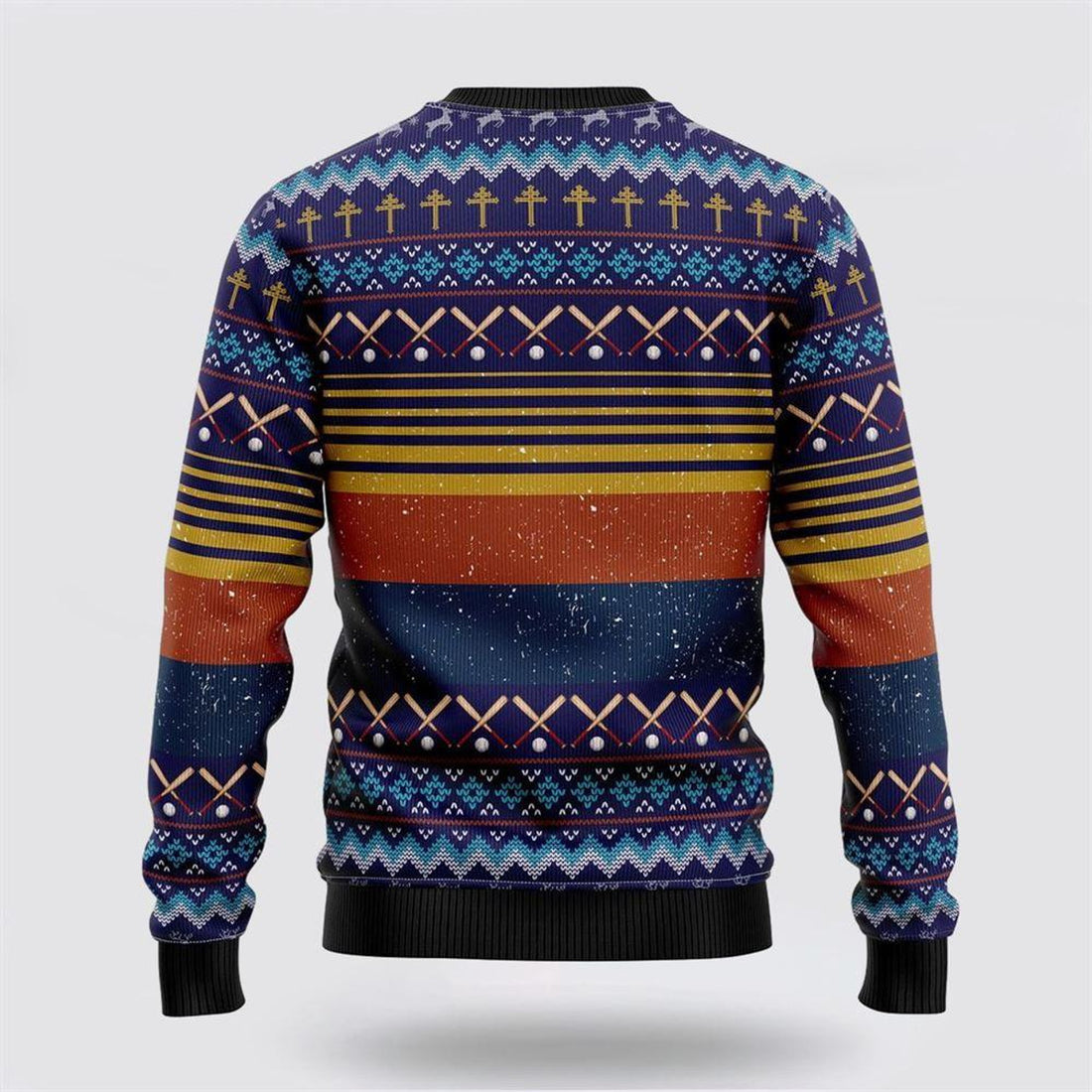 FUNSTUFFPRINT Baseball Jesus Save Ugly Christmas Sweater – Gifts For Christians Ugly Sweater