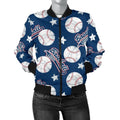 FUNSTUFFPRINT Baseball League Print Pattern Women Casual 3D Bomber Jacket