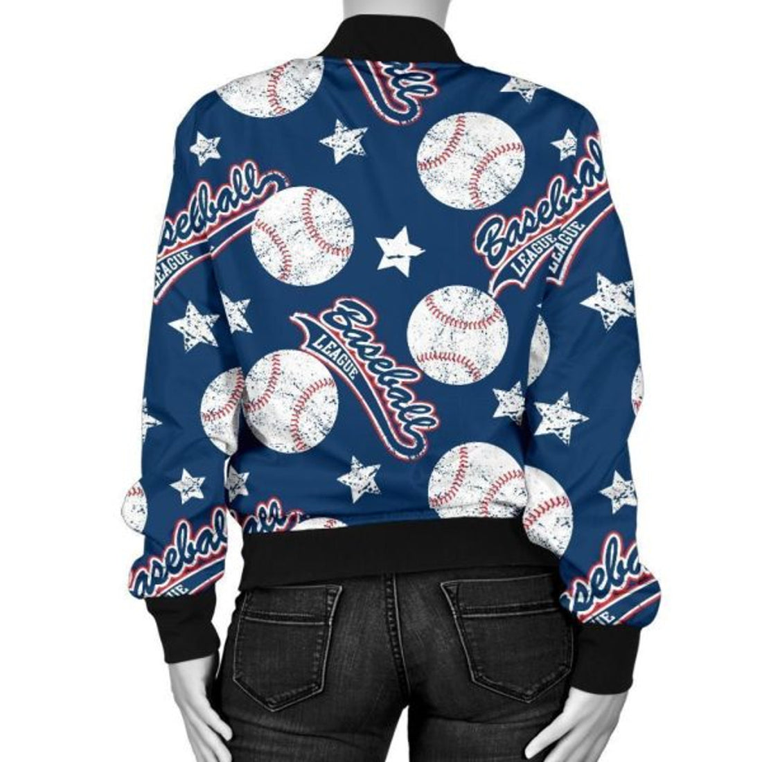 FUNSTUFFPRINT Baseball League Print Pattern Women Casual 3D Bomber Jacket