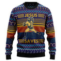 FUNSTUFFPRINT Baseball Jesus Save Ugly Christmas Sweater - Xmas Gifts For Him Or Her - Christmas Gift For Friends  Ugly  Sweater