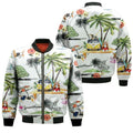 FUNSTUFFPRINT Basset Hound Hawaiian Hawaii Beach Retro 3D Bomber Jacket