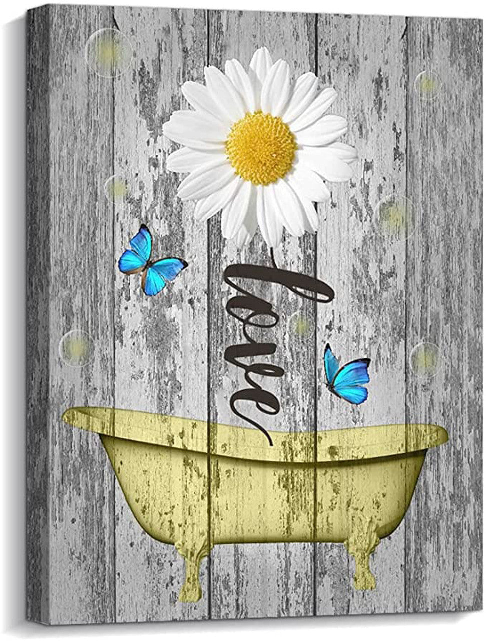 Bathroom Poster, Love Bathroom, Butterfly Flower Poster and Canvas