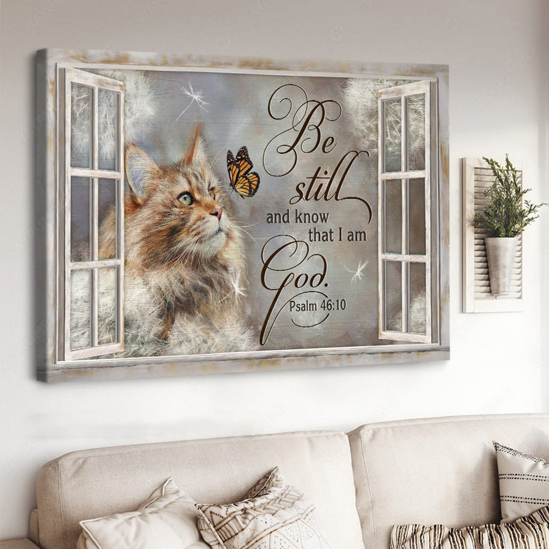 Be Still And Know That I Am God, Cat Lover, Butterfly Poster Poster and Canvas
