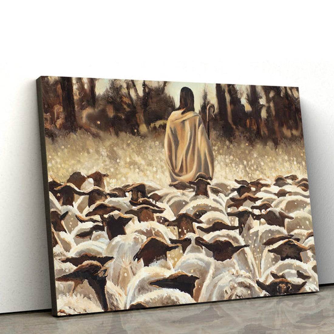 Jesus Leading A Flock Of Sheep Canvas Poster - Be Ye Followers Of Me Canvas - Jesus Christ Canvas Art - Christian Wall Decor 