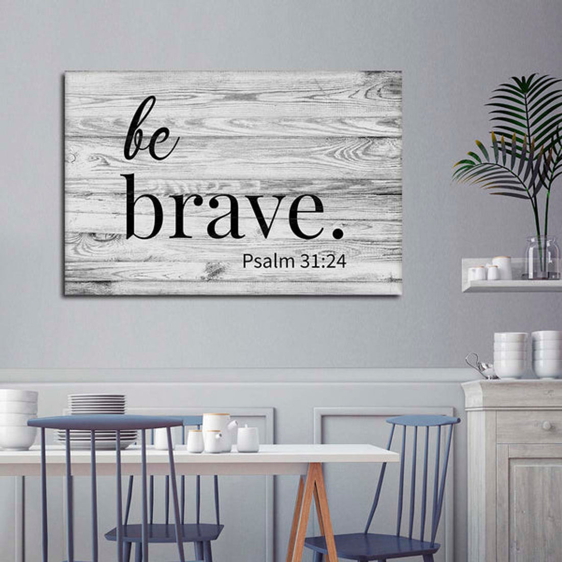Be Brave Psalm Canvas Wall Art - Christian Canvas Wall Art - Religious Wall Art Canvas