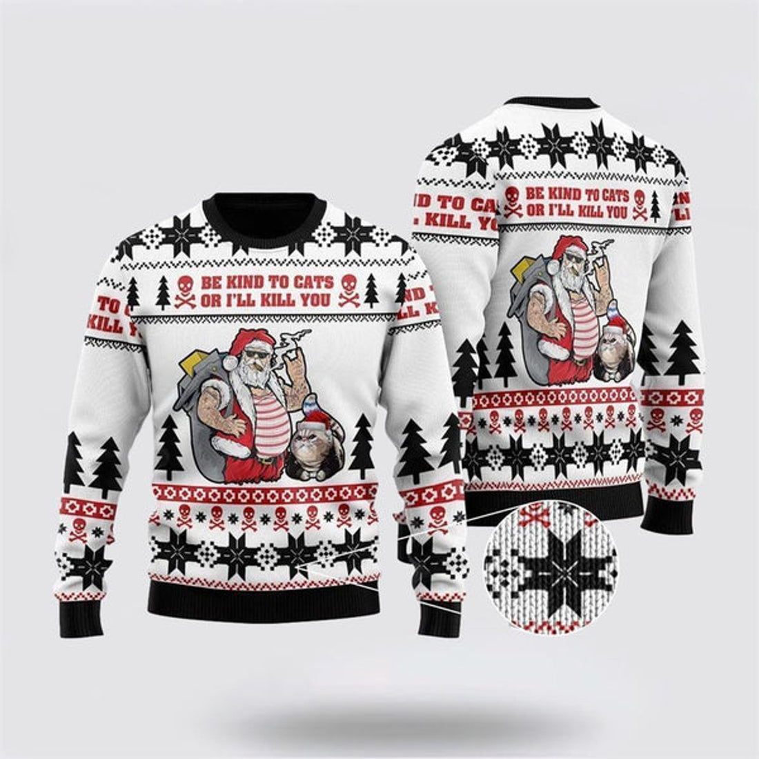 FUNSTUFFPRINT Be Kind To Cats Ugly Christmas Sweater For Men And Women, Best Gift For Christmas, Christmas Fashion Winter Ugly  Sweater