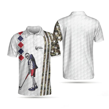 Be Skull And Goal Camouflage Polo Shirt, Your Hole Is My Goal Stripes Pattern Shirt, Camo Golf Shirt For Men