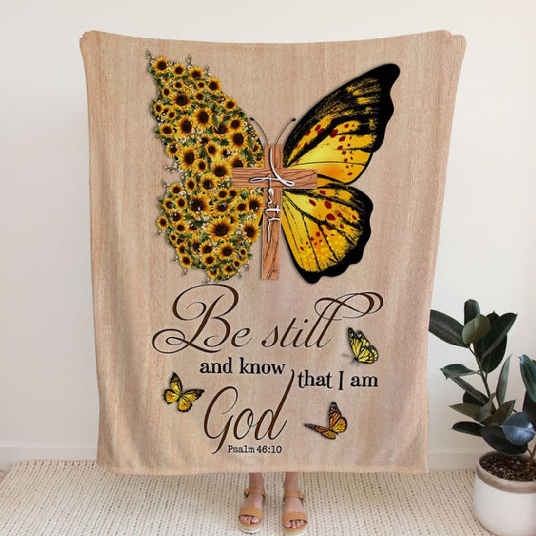 FUNSTUFFPRINT Be Still And Know That I Am God 2 Psalm 4610 Fleece Blanket - Christian Blanket - Bible Verse Blanket