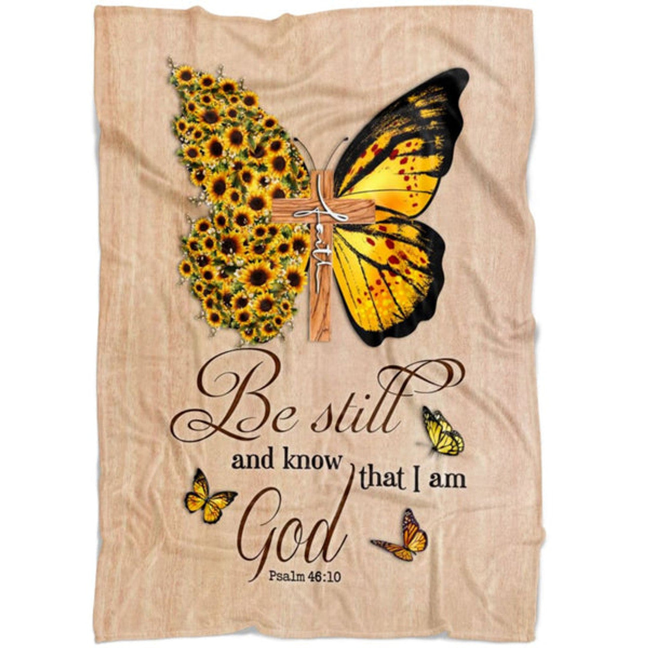 FUNSTUFFPRINT Be Still And Know That I Am God 2 Psalm 4610 Fleece Blanket - Christian Blanket - Bible Verse Blanket