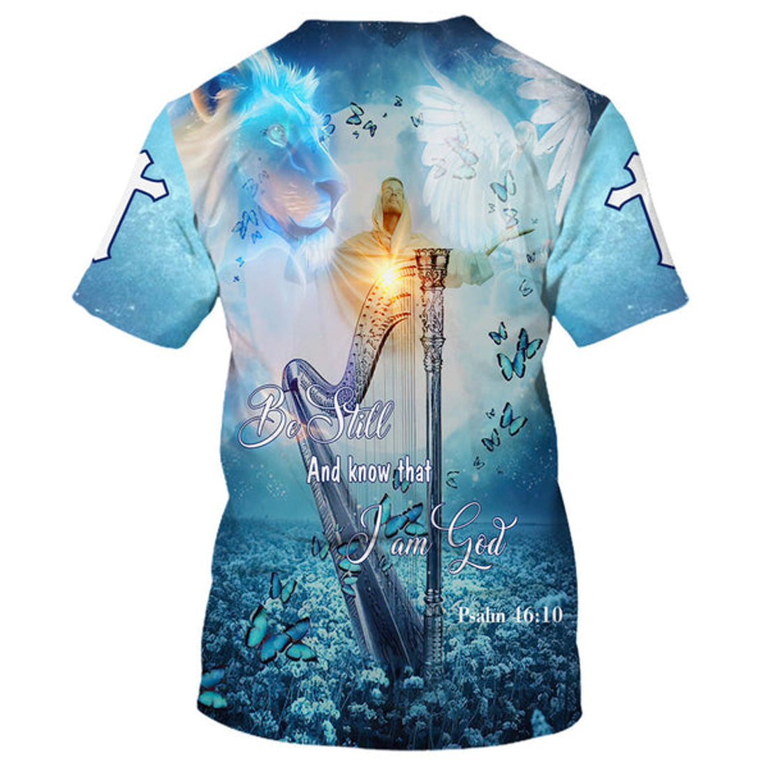FUNSTUFFPRINT Be Still And Know That I Am God Butterfly Christian 3D T-shirt