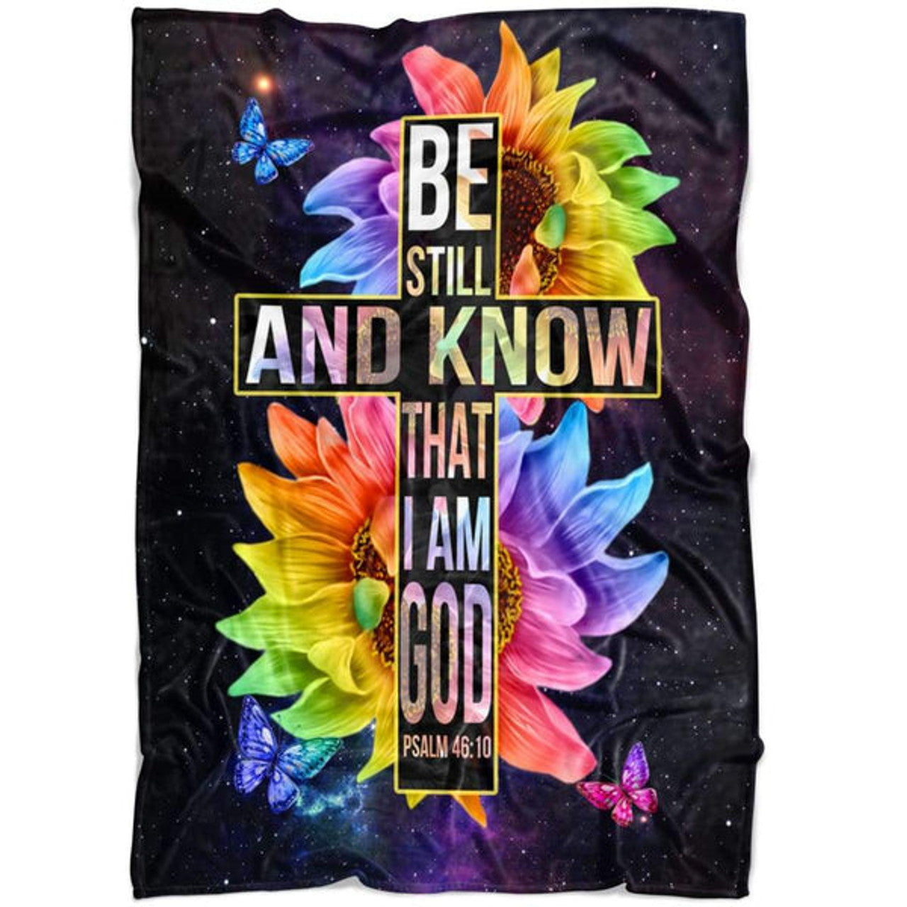 FUNSTUFFPRINT Be Still And Know That I Am God Fleece Blanket - Christian Blanket - Bible Verse Blanket