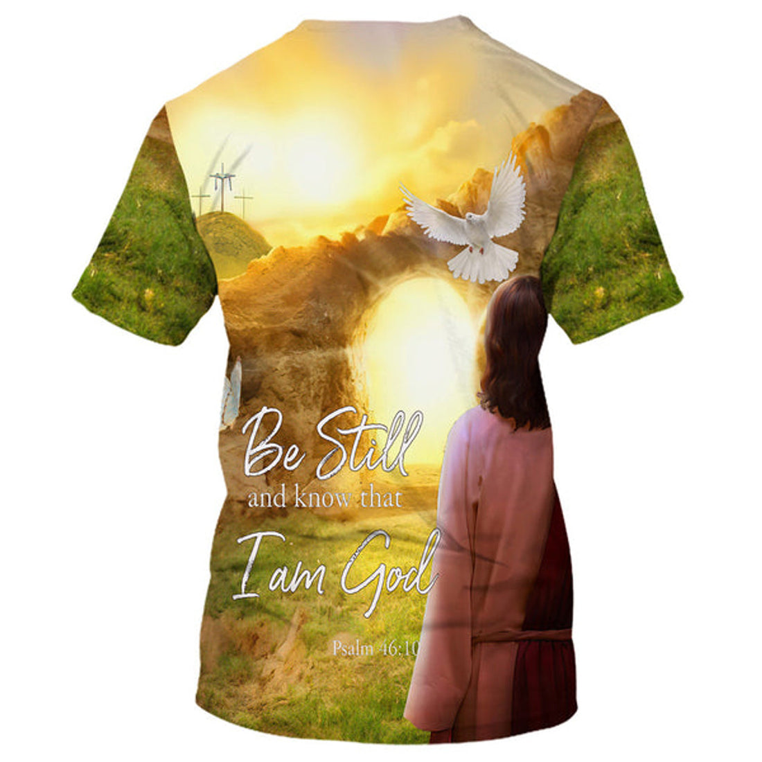 FUNSTUFFPRINT Be Still And Know That I Am God Holy Spirit Christian 3D T-shirt