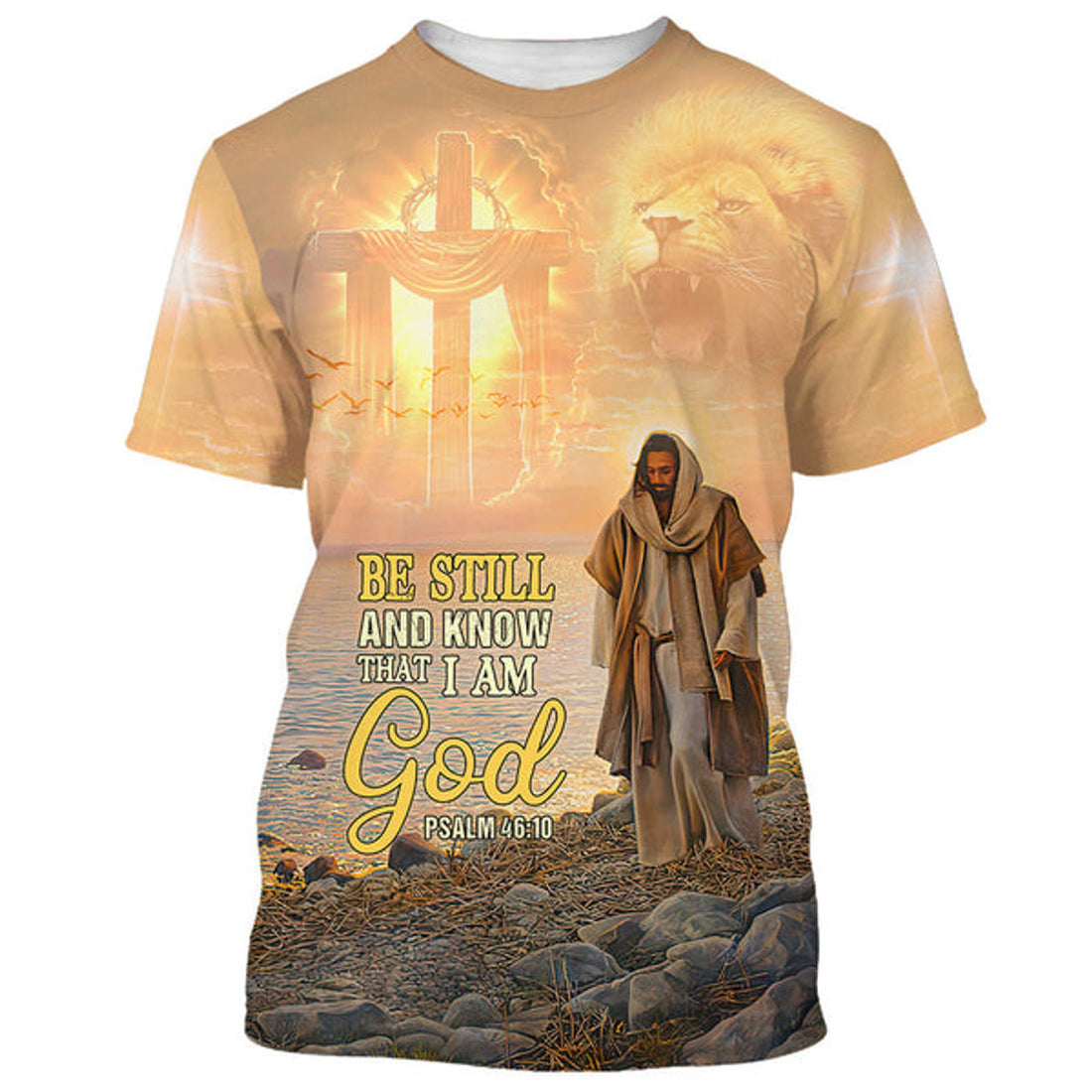 FUNSTUFFPRINT Be Still And Know That I Am God Jesus Christian 3D T-shirt