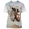 FUNSTUFFPRINT Be Still And Know That I Am God Jesus And Sheep Christian 3D T-shirt