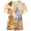 FUNSTUFFPRINT Be Still And Know That I Am God Jesus Horse 3d Shirts - Christian T-Shirts For Men And Women
 3D T-shirt